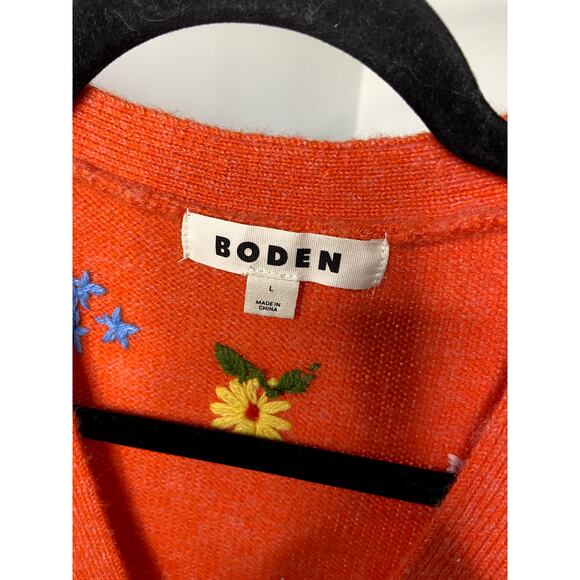 Boden Red Floral Embroidered Cardigan - Picture 5 of 7